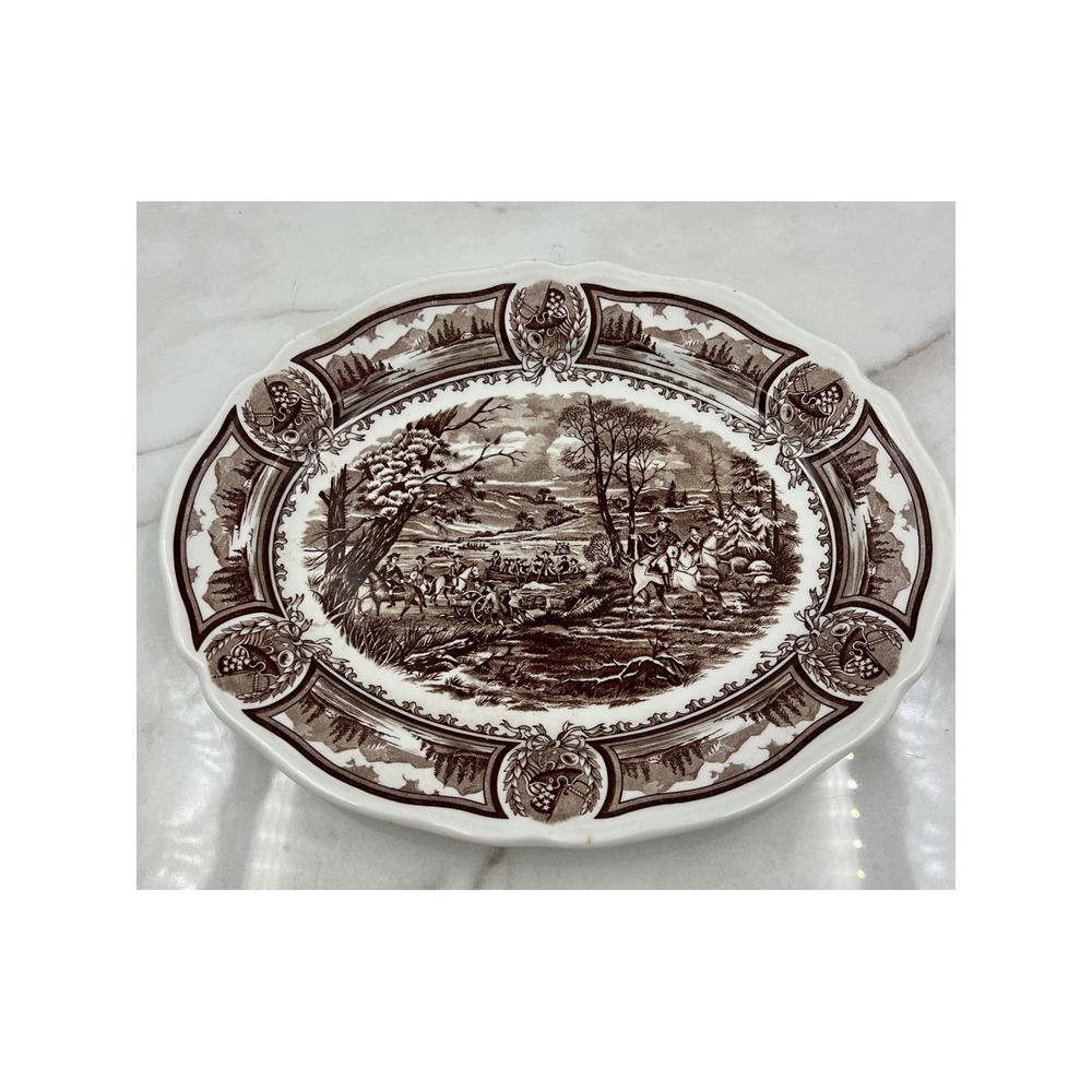 J&G Meakin Americana Style House Ironstone Platter Brown Transferware England